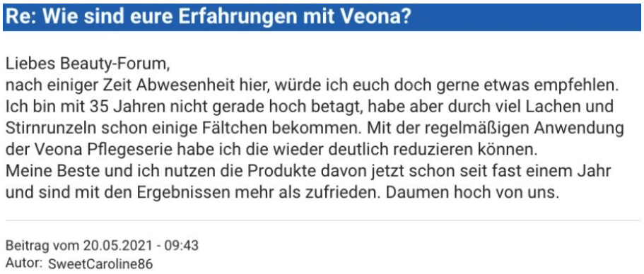 Veona Erfahrungsbericht