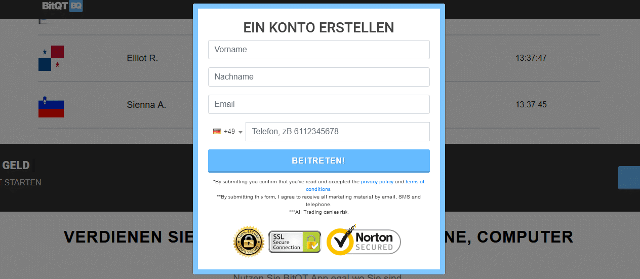 BitQT-Anmeldung