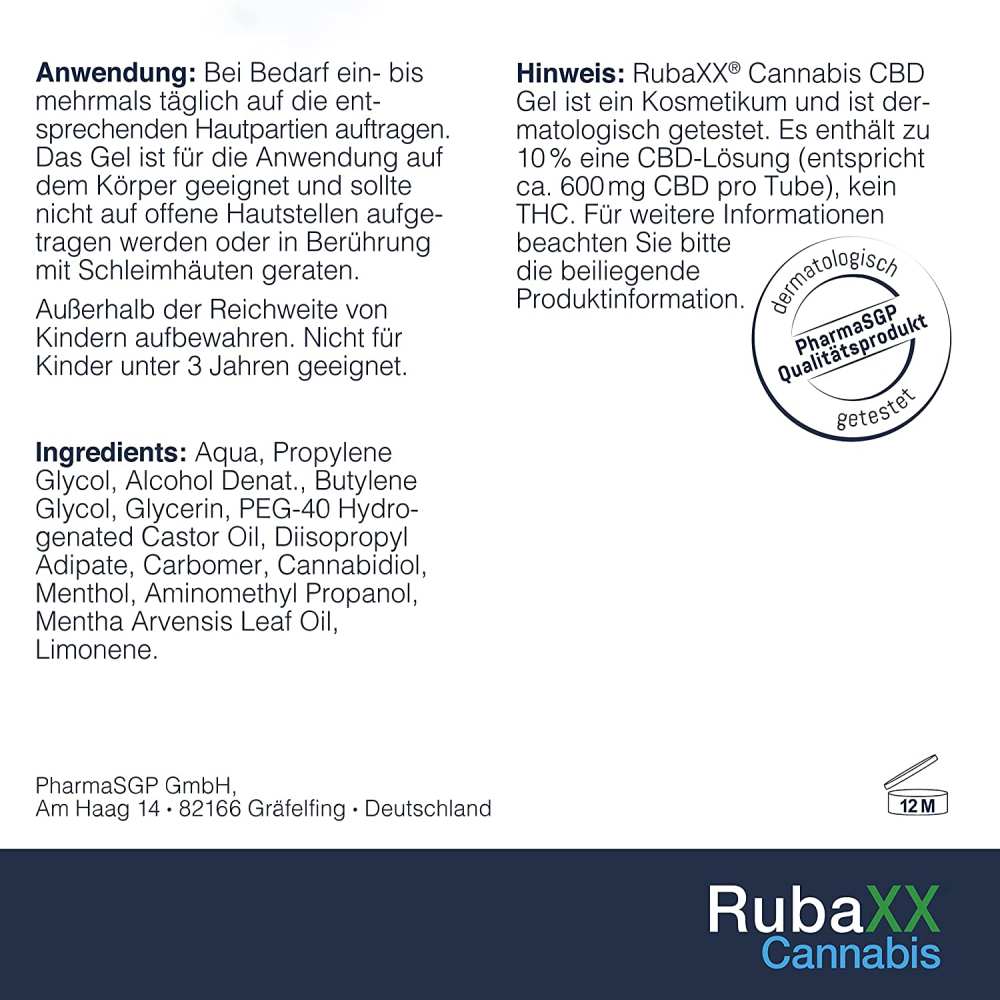 Rubaxx CBD Gel Anwendung