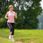 A woman jogging