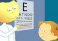 Cartoon of an eye doctor and a child