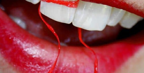 Floss thread in teeth