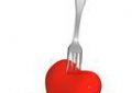 Drawing of a fork picking heart