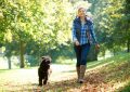 Woman walking with dog