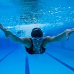 Man swimming under water