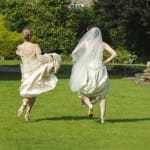 bride running