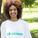 Confident female volunteer