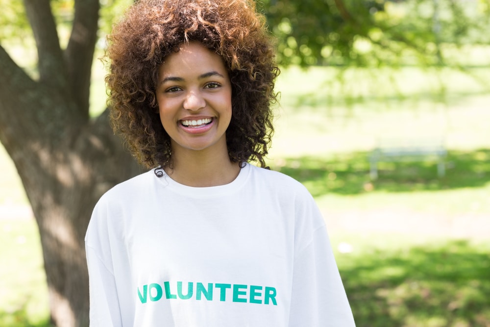 Confident female volunteer
