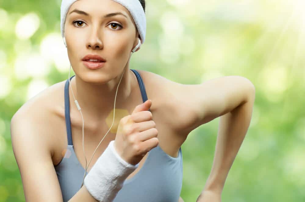 Girl in sport on the nature