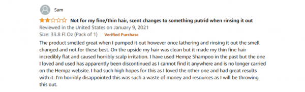 CBD Shampoo negative reviews