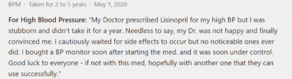 Lisinopril pozitivní recenze