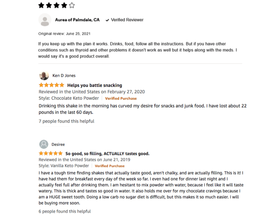 Slimfast Keto Positive Reviews